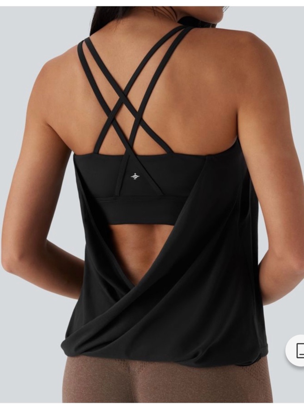 HALARA Black Open-Back Strappy Workout Tank